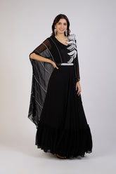 Black Elegance Cape Gown