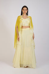 Sunshine Yellow Embroidered Cape Set