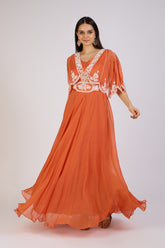 Sunset Grace Embroidered Gown