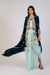 Midnight Breeze Draped Cape Set