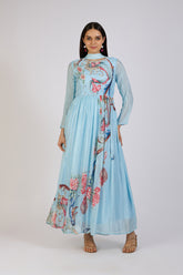 Serene Sky Floral Anarkali