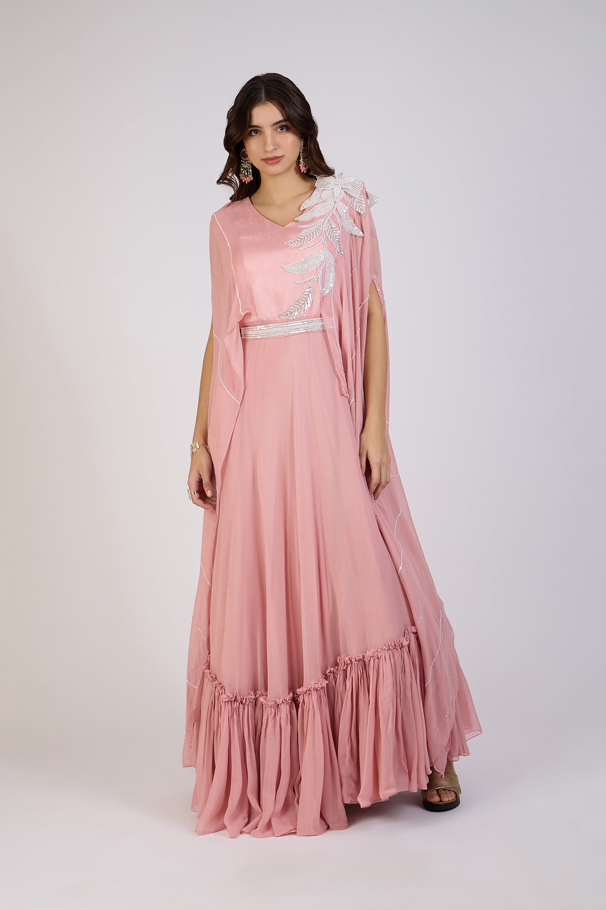 Rose Whisper cape gown