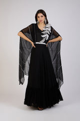 Black Elegance Cape Gown
