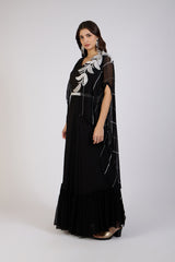Black Elegance Cape Gown