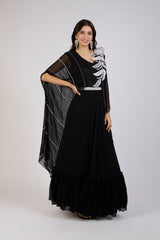 Black Elegance Cape Gown