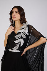 Black Elegance Cape Gown