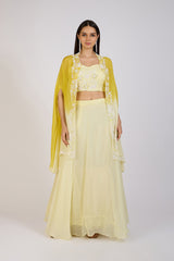 Sunshine Yellow Embroidered Cape Set