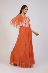 Sunset Grace Embroidered Gown