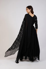 Starlit Black Embroidered Gown