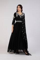 Starlit Black Embroidered Gown