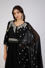 Starlit Black Embroidered Gown