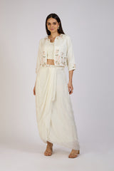 Ivory Grace Draped Skirt Set