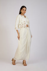 Ivory Grace Draped Skirt Set