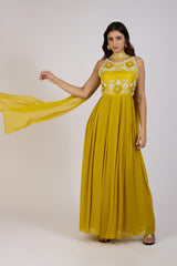 Golden Halter Dress