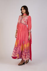 Ombre Crimson anarkali dress