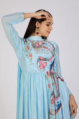 Serene Sky Floral Anarkali