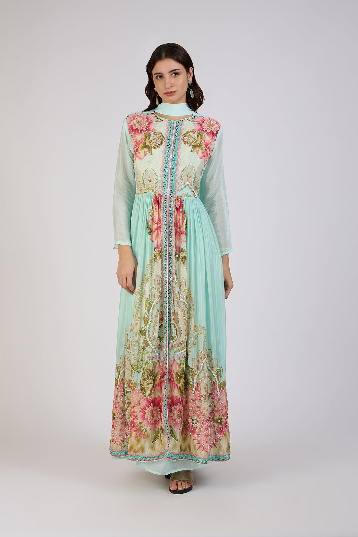 Aqua Anarkali set