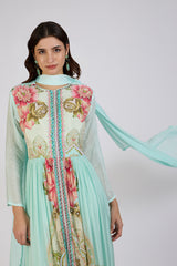 Aqua Anarkali set