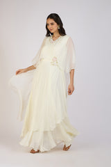 Ivory Elegance – Layered Draped Gown