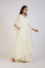 Ivory Elegance – Layered Draped Gown