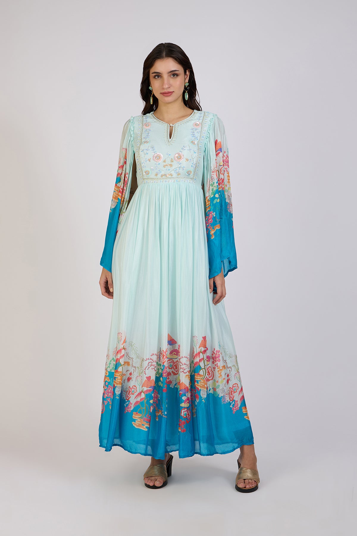 Ocean Embroidered maxi dress