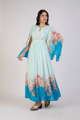 Ocean Embroidered maxi dress