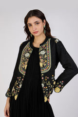 Noir Garden Embroidered Jacket Dress