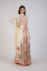 Ivory Elegance Embroidered Anarkali Gown