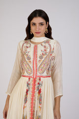 Ivory Elegance Embroidered Anarkali Gown