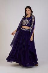 Royal Amethyst Embroidered Lehenga Set