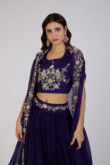 Royal Amethyst Embroidered Lehenga Set