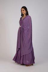 Regal Orchid Draped Gown