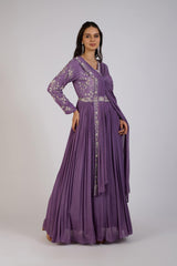 Regal Orchid Draped Gown